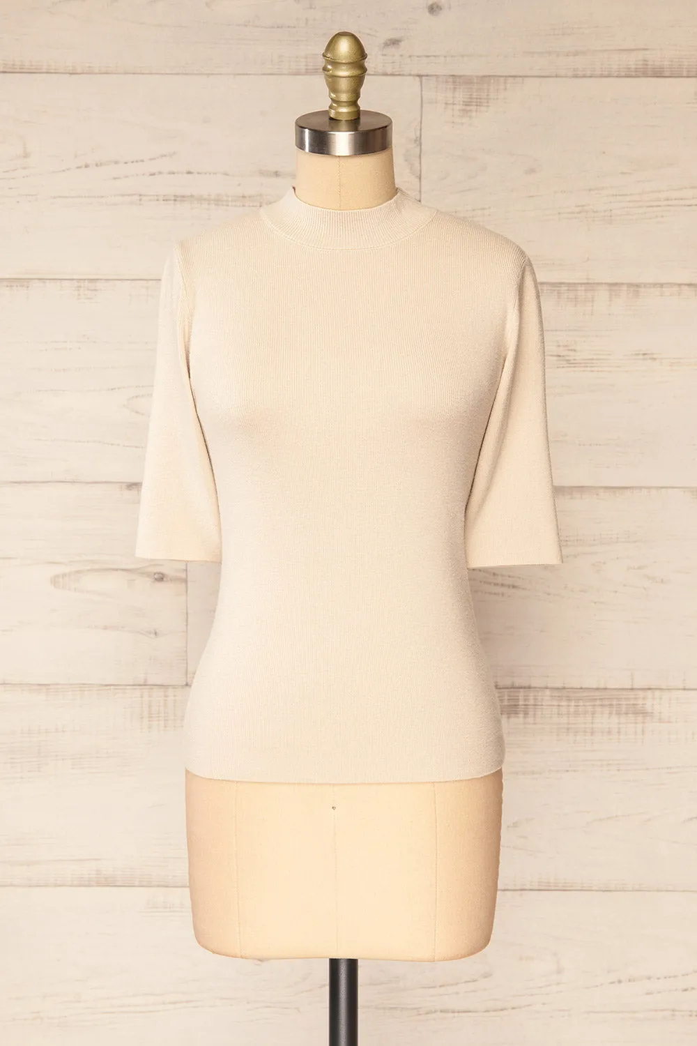 Palermo Ivory | Short Sleeve Mock Neck Top sold by Boutique 1861