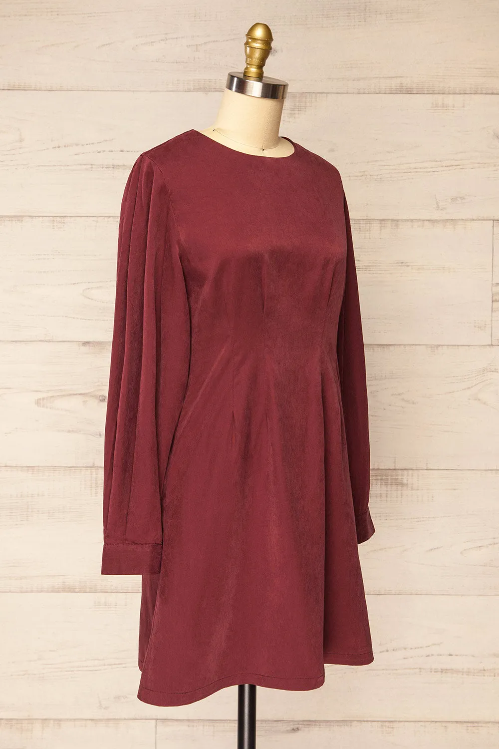 Bohrin Burgundy | Long-Sleeved Short Dress sold by Boutique 1861 product image thumbnail 4