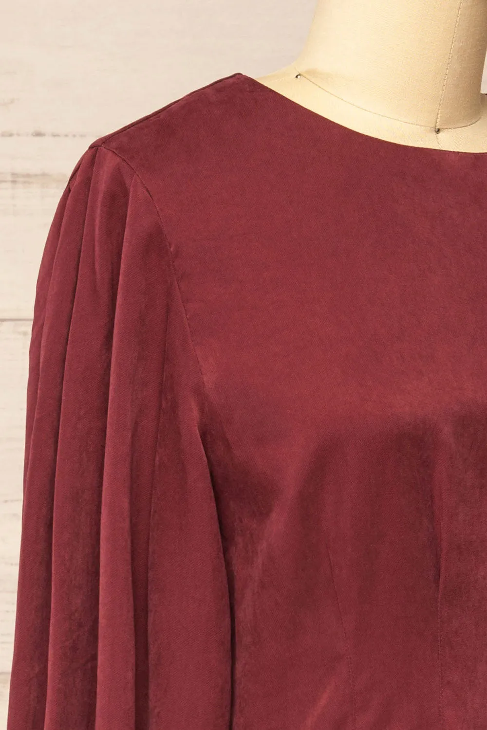 Bohrin Burgundy | Long-Sleeved Short Dress sold by Boutique 1861 product image thumbnail 5