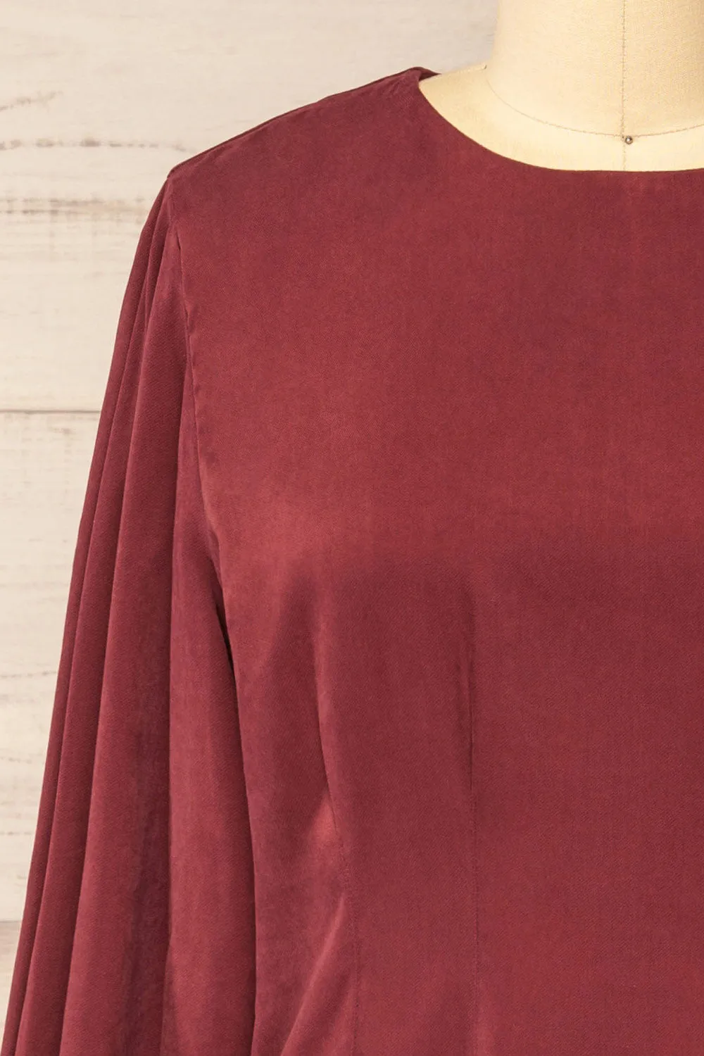 Bohrin Burgundy | Long-Sleeved Short Dress sold by Boutique 1861 product image thumbnail 3