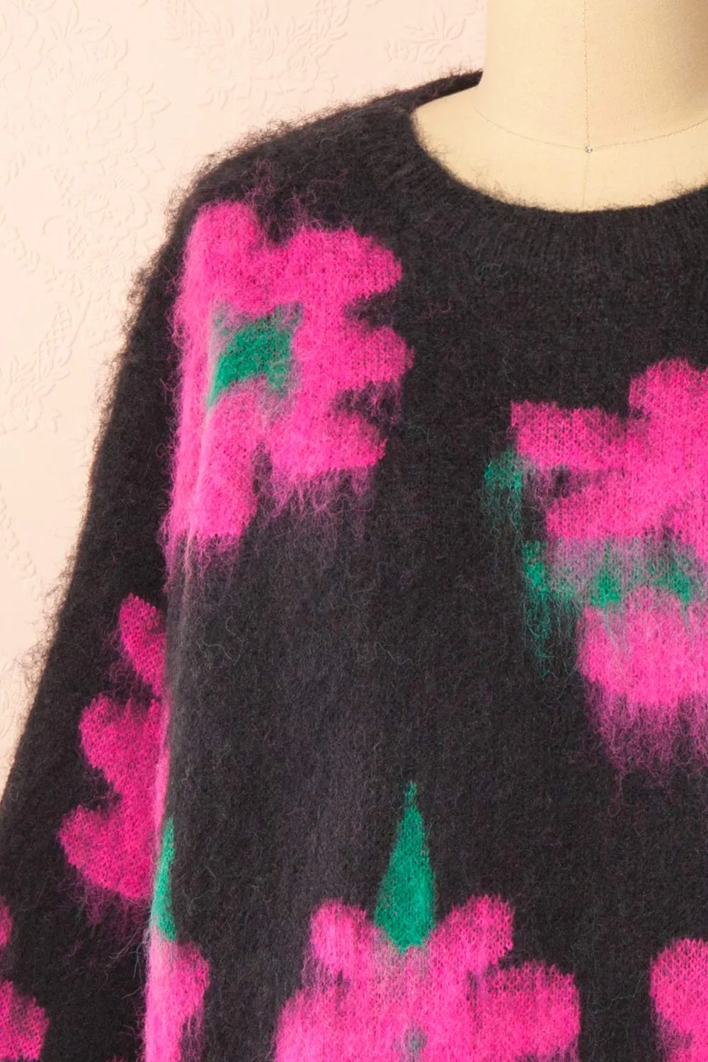 Tabatha | Fuzzy Black Floral Sweater sold by Boutique 1861 product image thumbnail 3