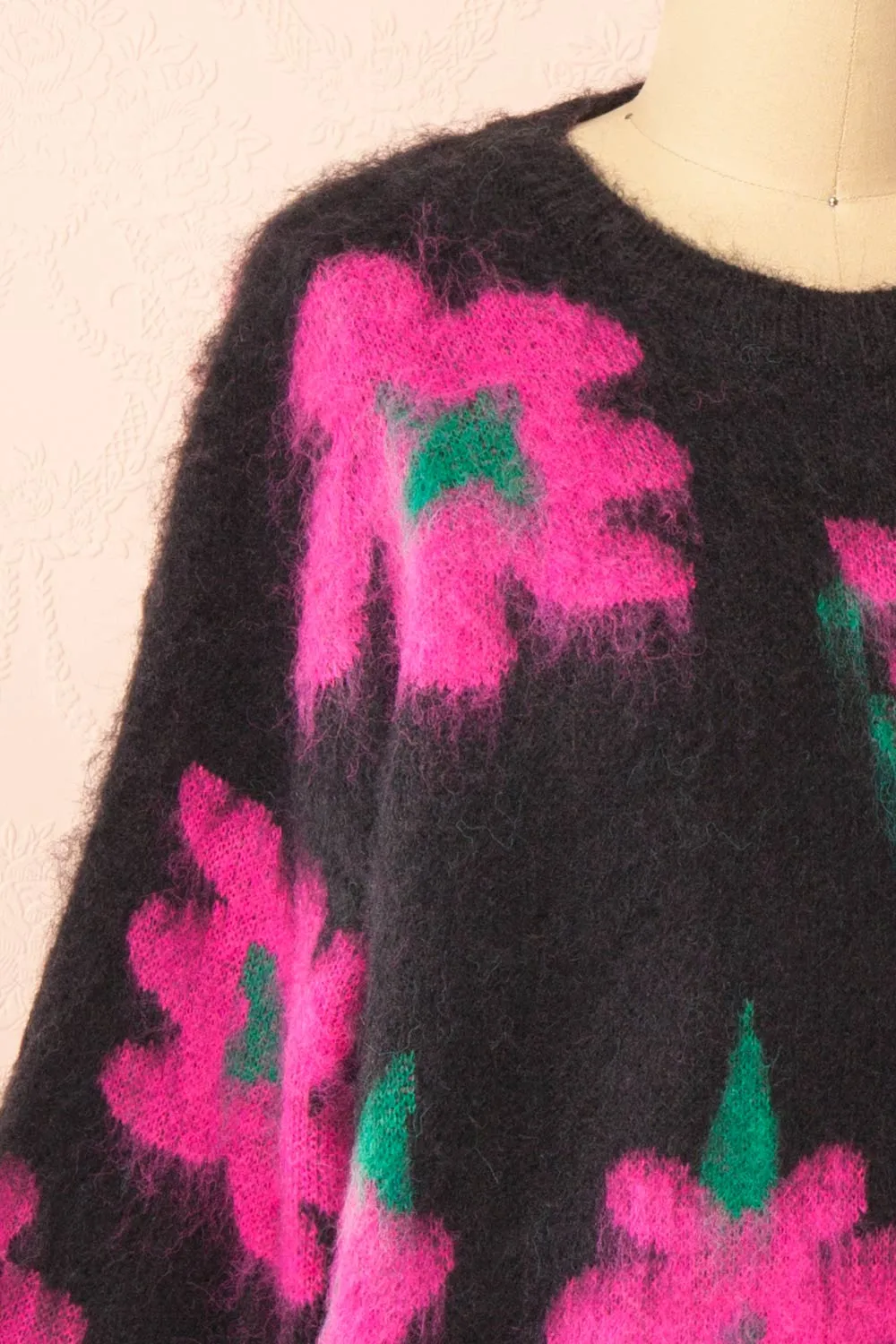 Tabatha | Fuzzy Black Floral Sweater sold by Boutique 1861 product image thumbnail 5