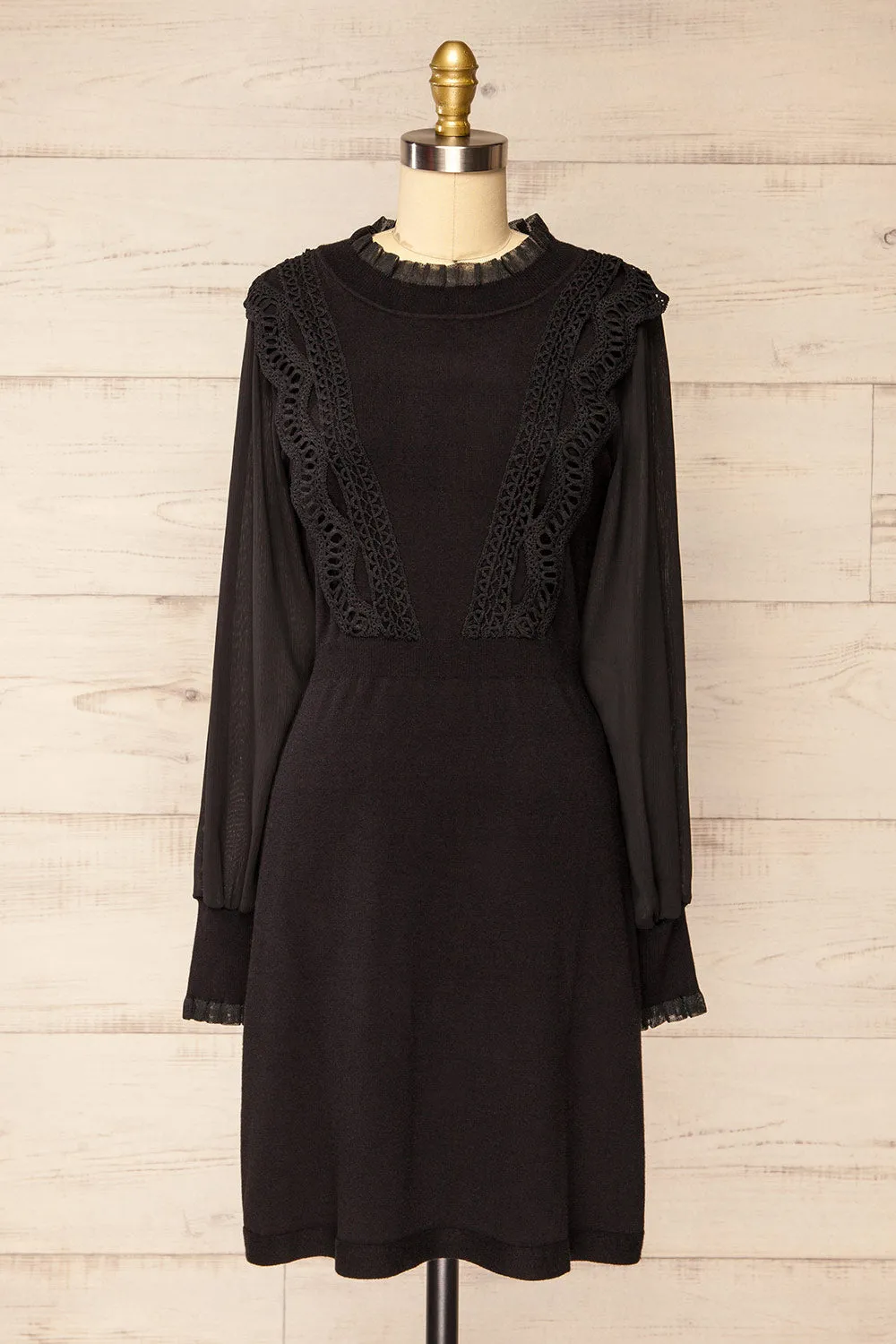 Rakvere | Short Black Dress w/ Long Sleeves sold by Boutique 1861