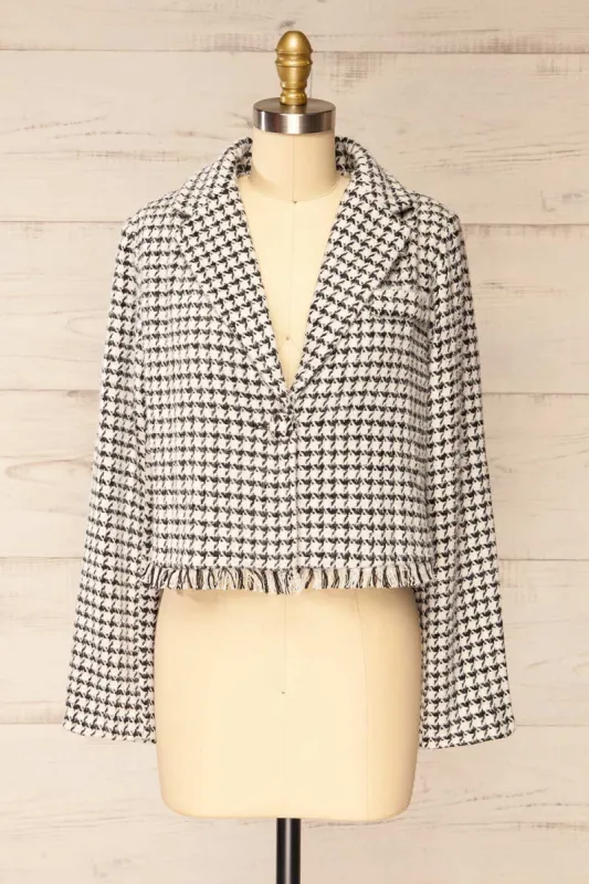 Eswatini | Cropped Houndstooth Blazer sold by Boutique 1861