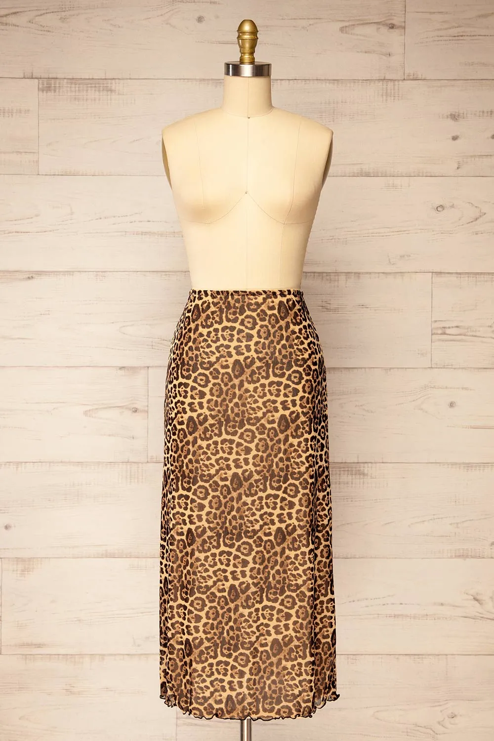 Zyran | Long Leopard Print Skirt sold by Boutique 1861