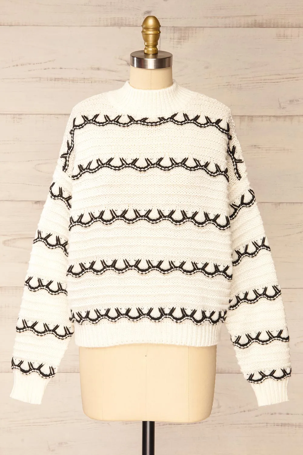Alfreton Ivory | Mock Neck Knit Sweater sold by Boutique 1861