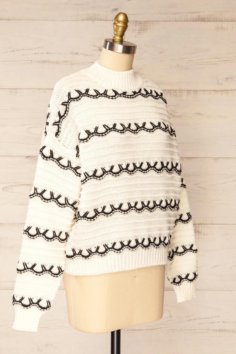 Alfreton Ivory | Mock Neck Knit Sweater sold by Boutique 1861 product image thumbnail 3