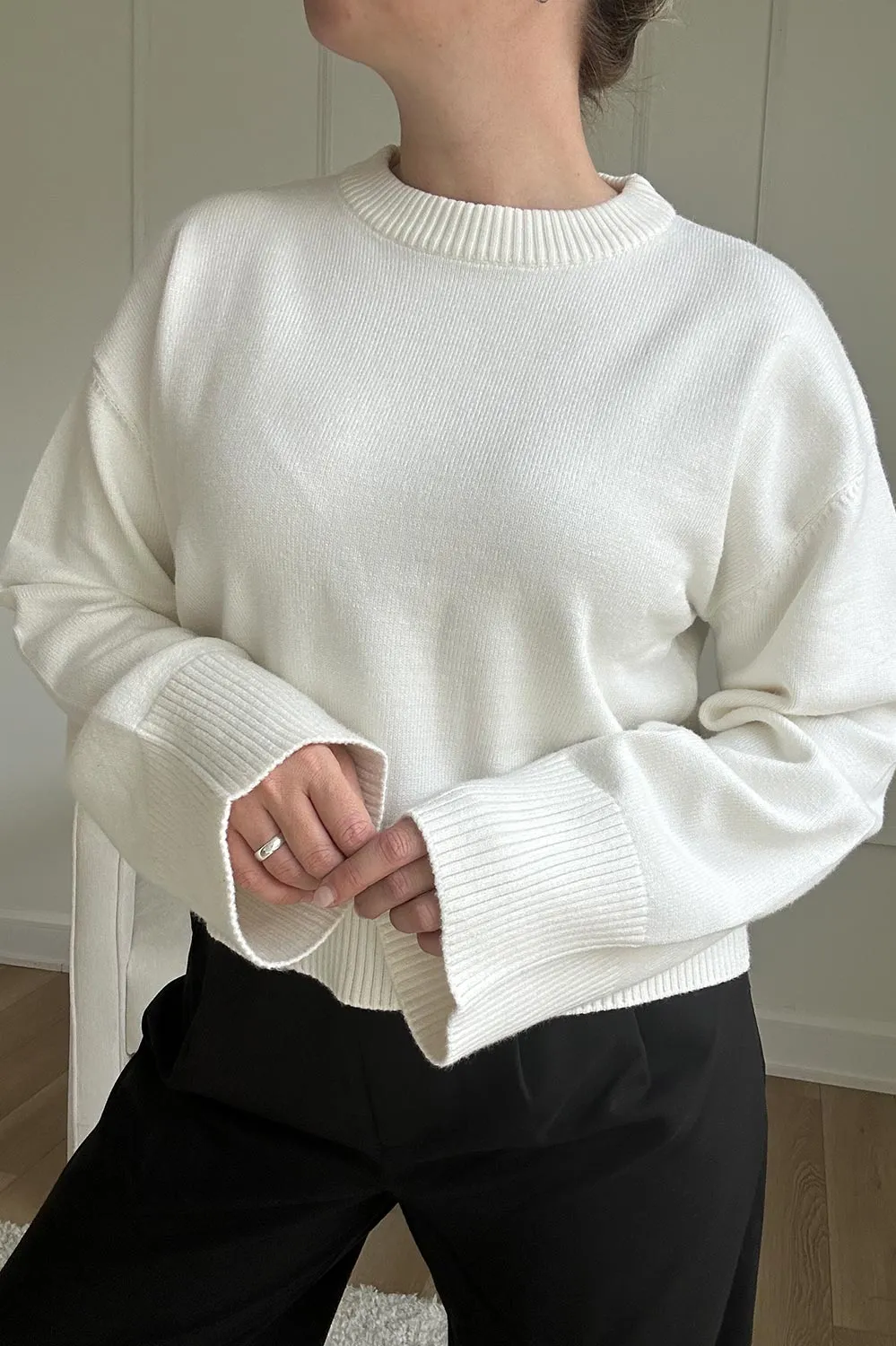 Brooke White | Boxy Knit Sweater w/ Mock Neck sold by Boutique 1861