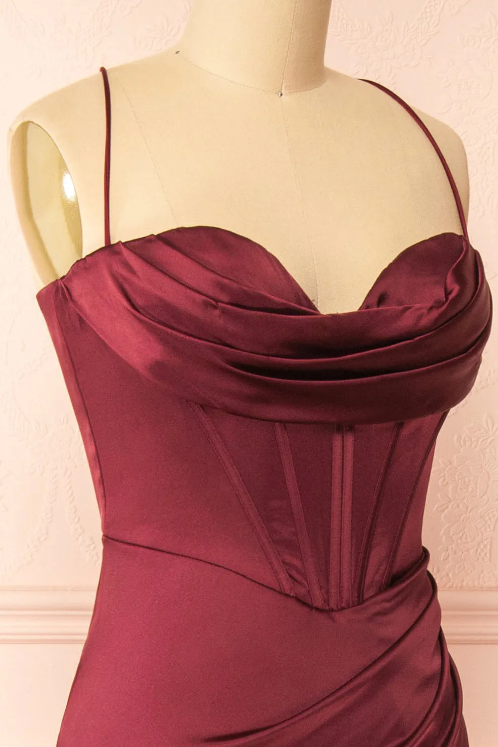 Kesha Burgundy | Corset Cowl Neck Maxi Dress sold by Boutique 1861 product image thumbnail 5