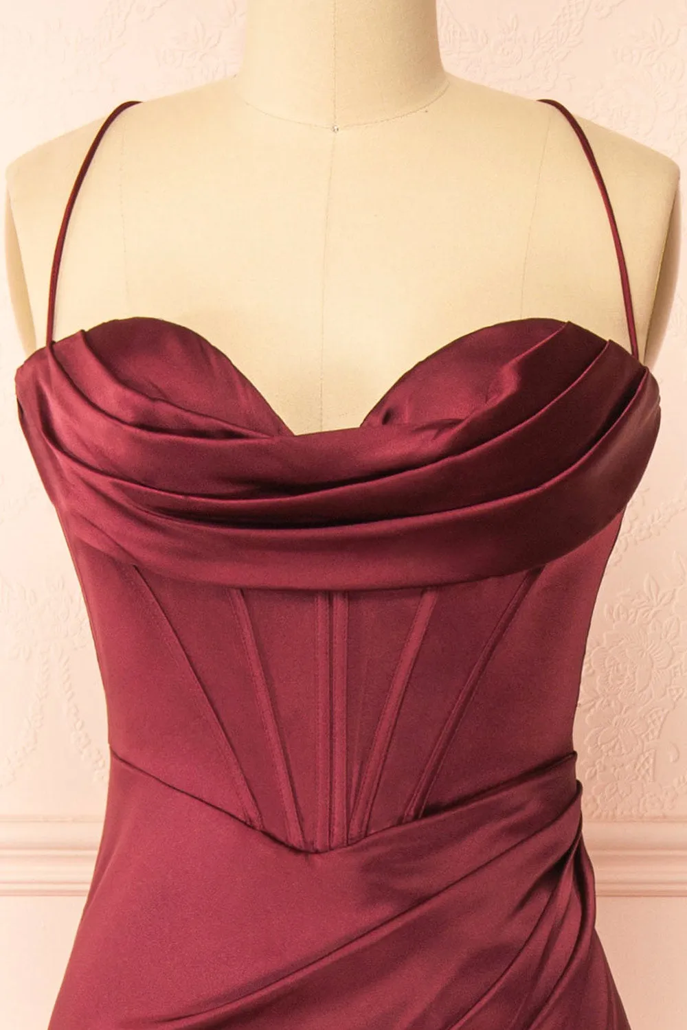 Kesha Burgundy | Corset Cowl Neck Maxi Dress sold by Boutique 1861 product image thumbnail 3
