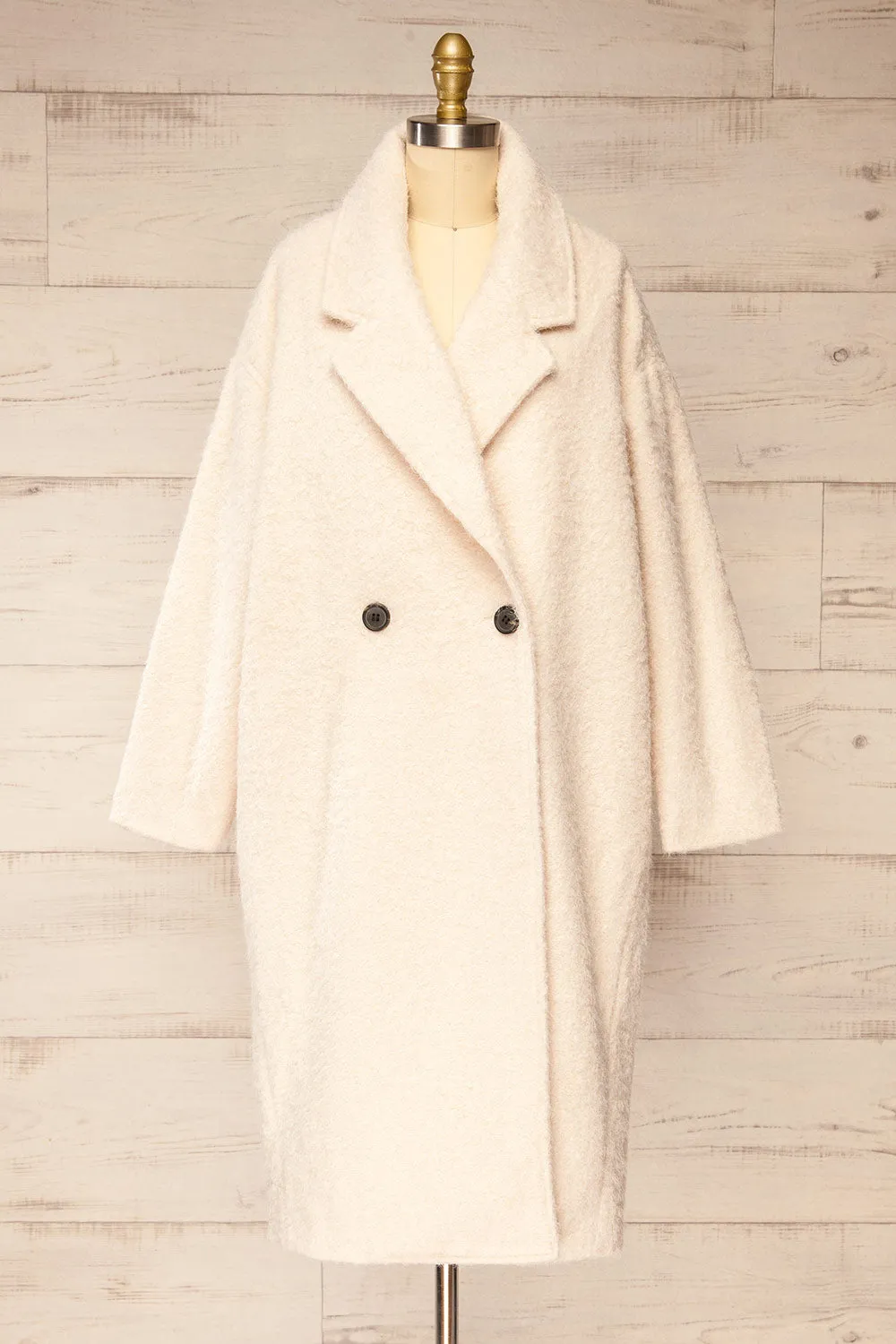 Surbiton | Off-White Bouclé Knit Coat sold by Boutique 1861