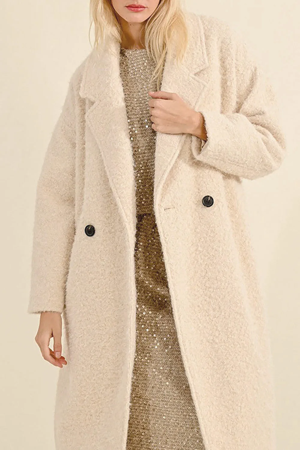 Surbiton | Off-White Bouclé Knit Coat sold by Boutique 1861 product image thumbnail 2