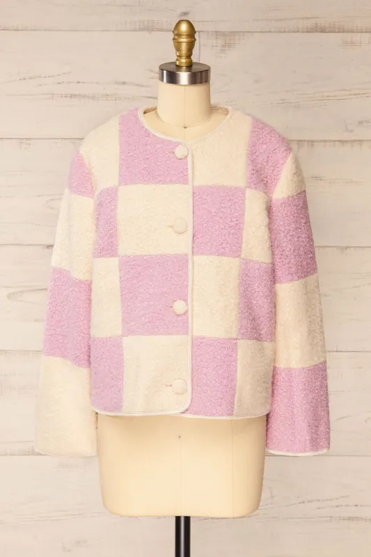 Clervie | Knit Square Patterned Coat sold by Boutique 1861