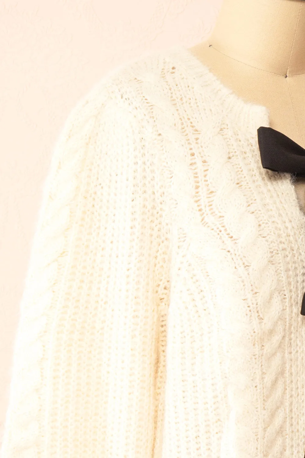 Bathilde | Ivory Knit Sweater w/ Black Ribbons sold by Boutique 1861 product image thumbnail 4