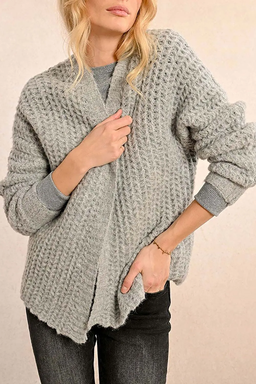Francoise Grey | Knit Open-Front Cardigan sold by Boutique 1861 product image thumbnail 2
