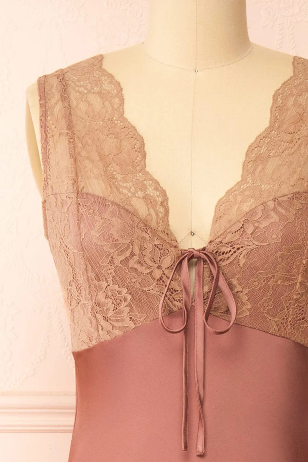 Evara Mauve | Maxi Satin Slip Dress w/ Lace sold by Boutique 1861 product image thumbnail 3