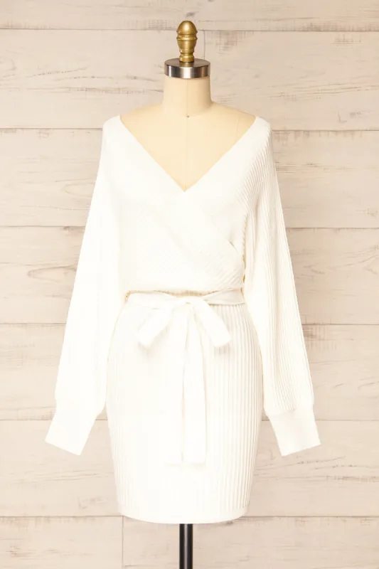 Bergame Ivory | Knitted Wrap Dress sold by Boutique 1861