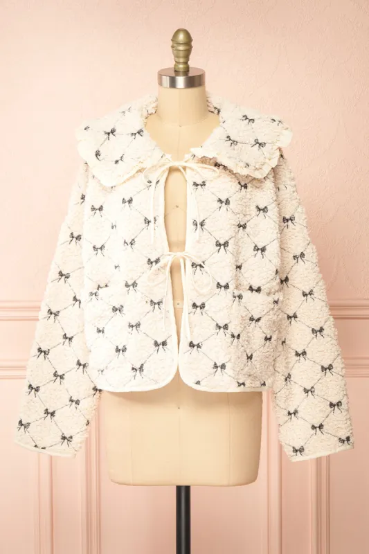 Heira | Ivory Sherpa Jacket w/ Peter Pan Collar sold by Boutique 1861