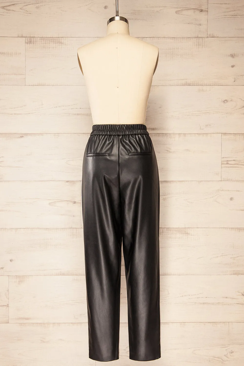 Zander Black | Faux-Leather Pants w/ Elastic Waistband sold by Boutique 1861 product image thumbnail 5