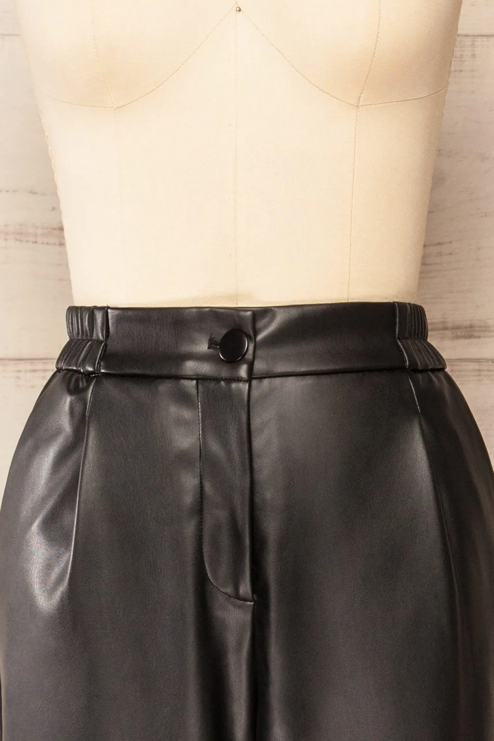 Zander Black | Faux-Leather Pants w/ Elastic Waistband sold by Boutique 1861 product image thumbnail 2