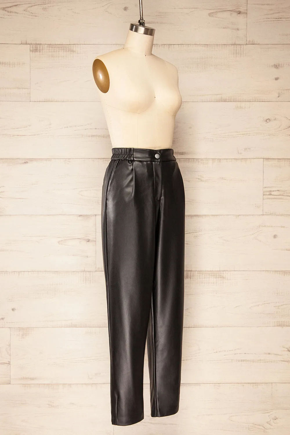 Zander Black | Faux-Leather Pants w/ Elastic Waistband sold by Boutique 1861 product image thumbnail 3