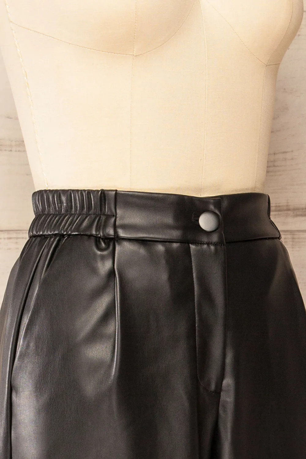 Zander Black | Faux-Leather Pants w/ Elastic Waistband sold by Boutique 1861 product image thumbnail 4