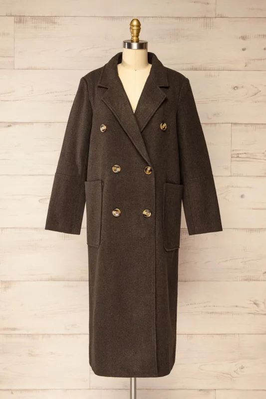 Namur Charcoal | Double-Breasted Felt Coat sold by Boutique 1861