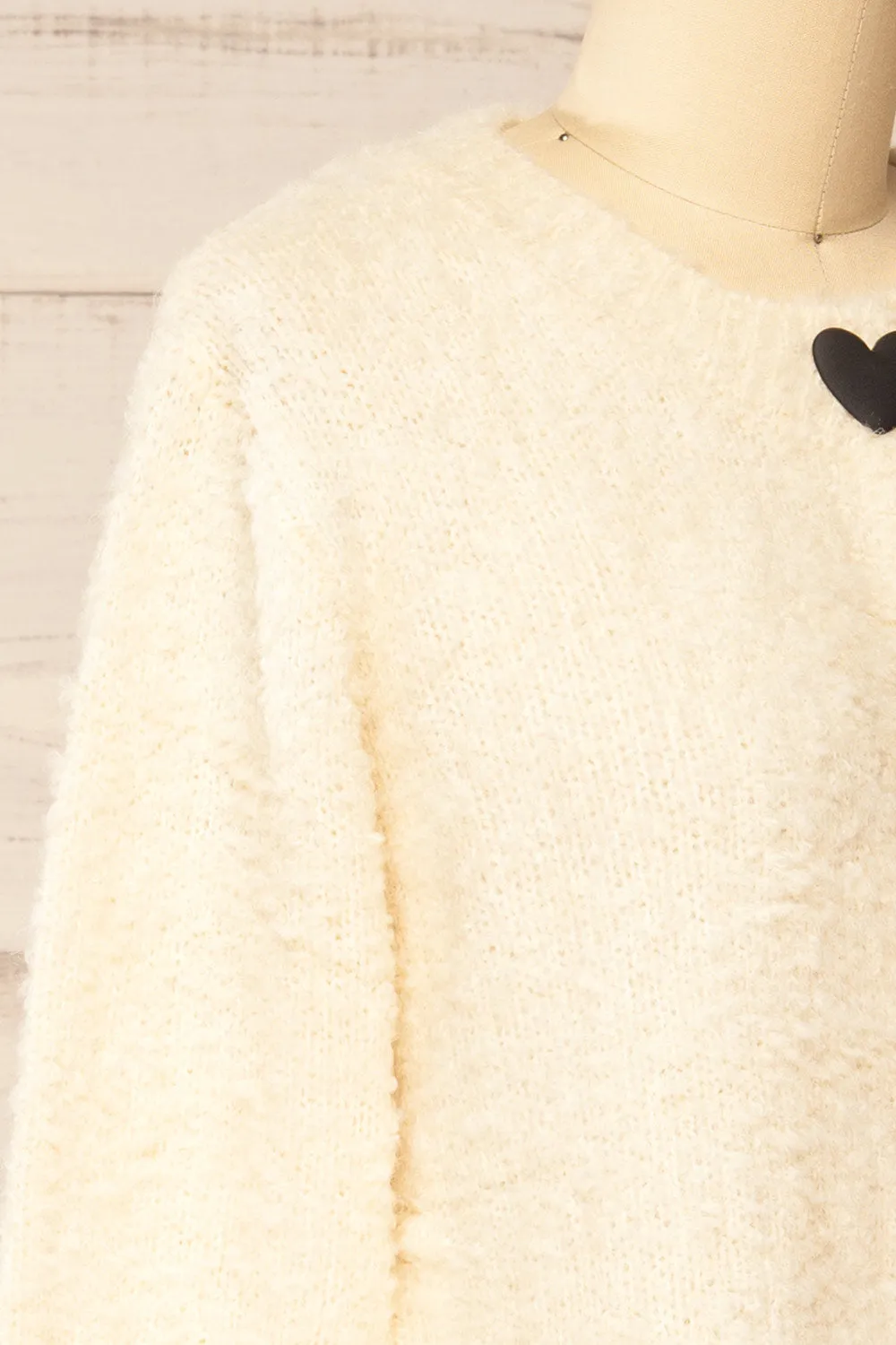 Sitia Ivory | Knit Cardigan w/ Heart Shaped Buttons sold by Boutique 1861 product image thumbnail 4