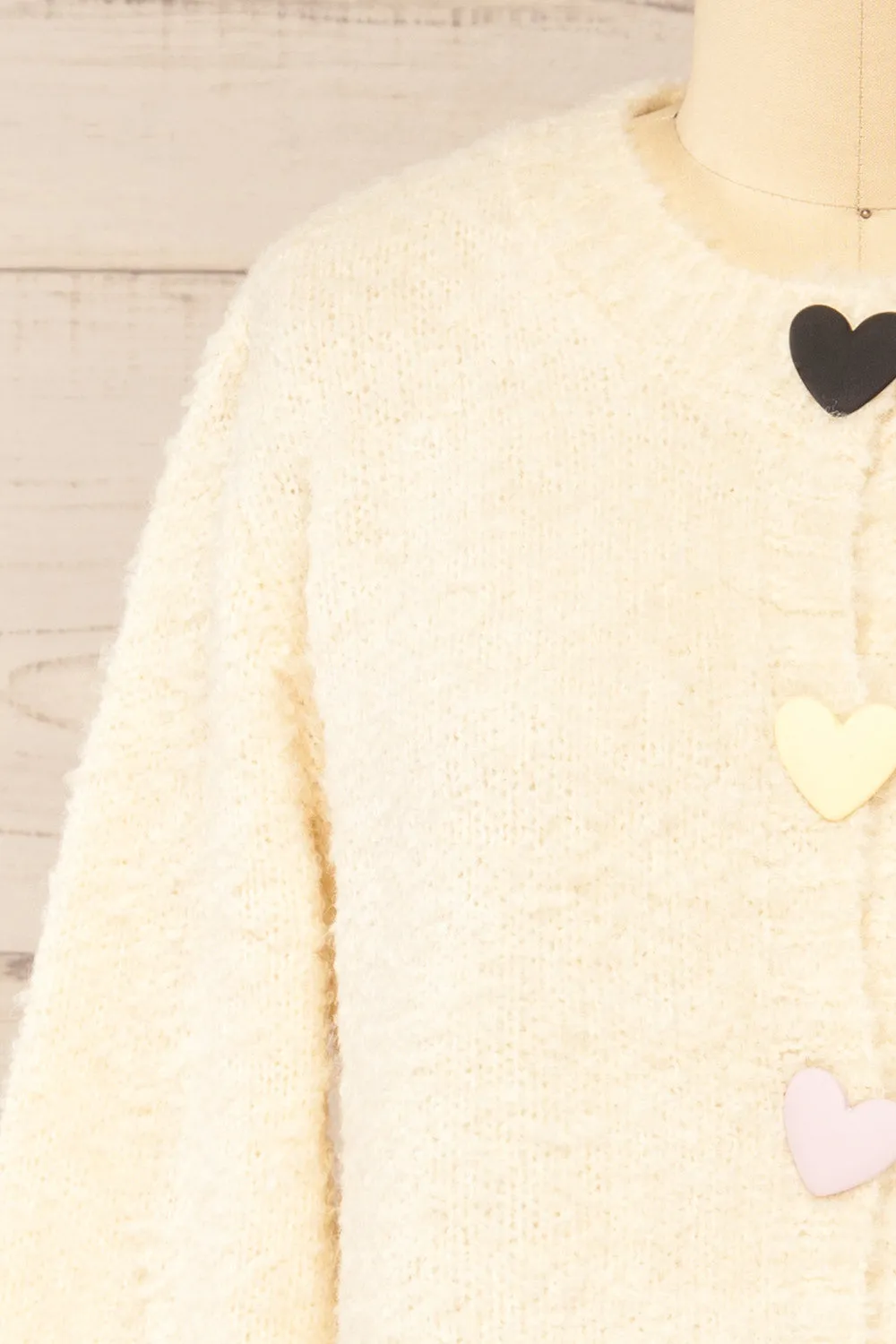 Sitia Ivory | Knit Cardigan w/ Heart Shaped Buttons sold by Boutique 1861 product image thumbnail 2