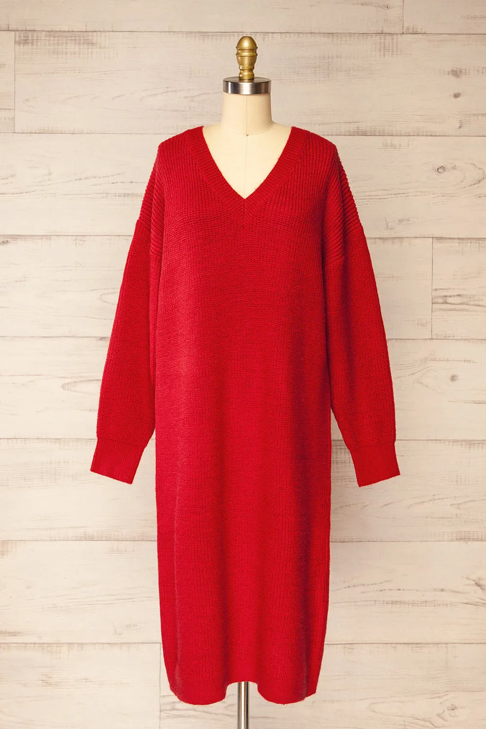 Jory Red | Knit Midi Dress sold by Boutique 1861