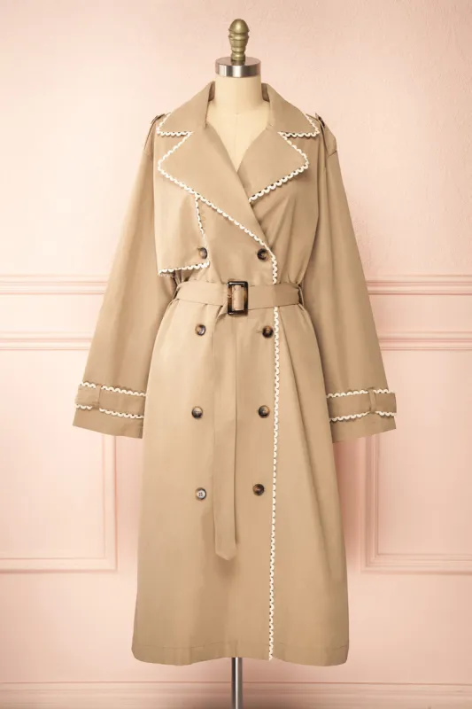 Edgware | Lace Trim Beige Trench Coat sold by Boutique 1861