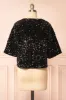 Nyala | Short-Sleeved Black Sequins Cardigan sold by Boutique 1861