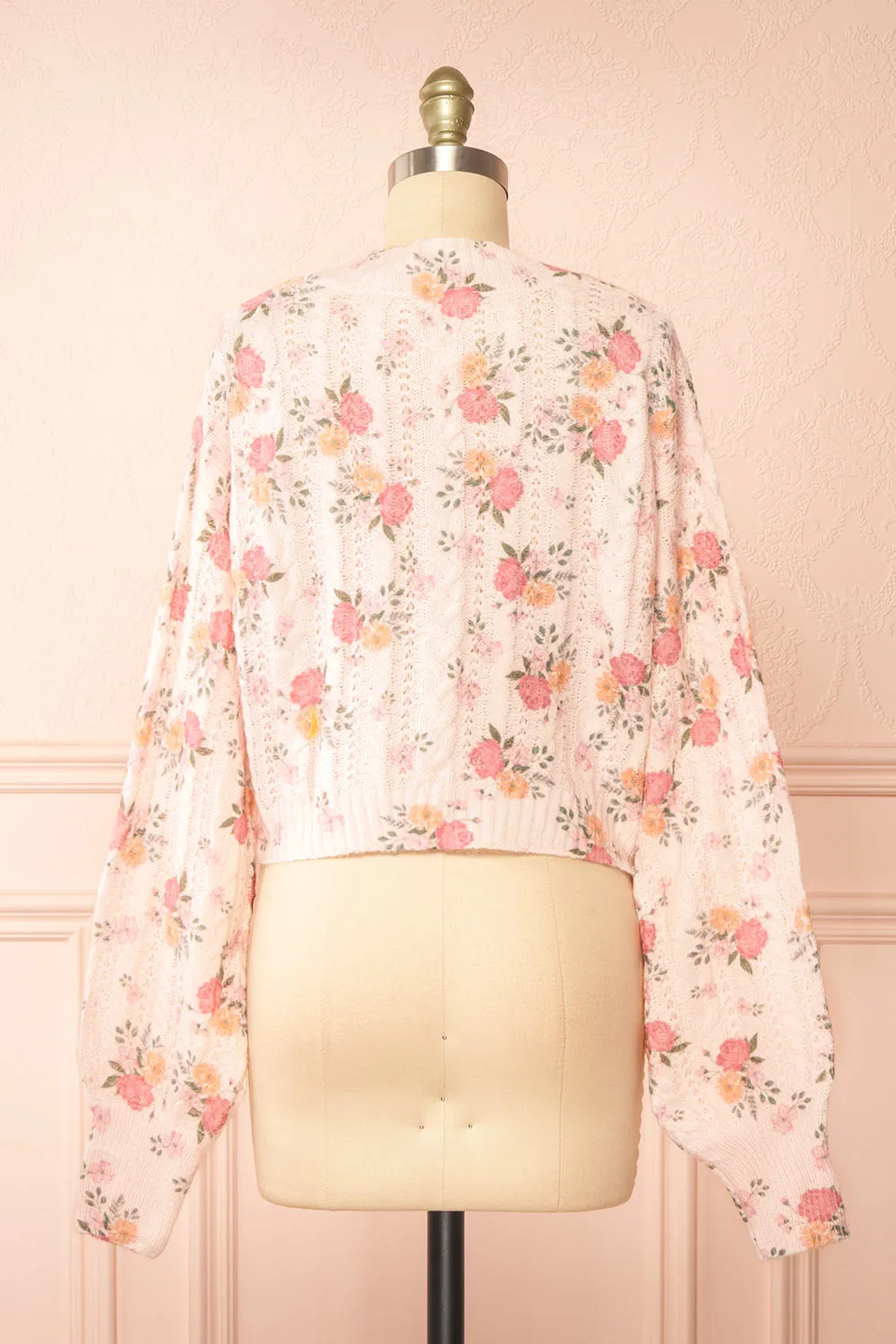 Thekia Pink | Cropped Floral Knit Cardigan sold by Boutique 1861 product image thumbnail 5