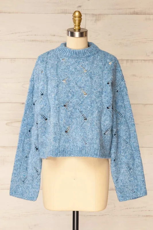 Jaxon Blue | Knit Openwork Sweater sold by Boutique 1861
