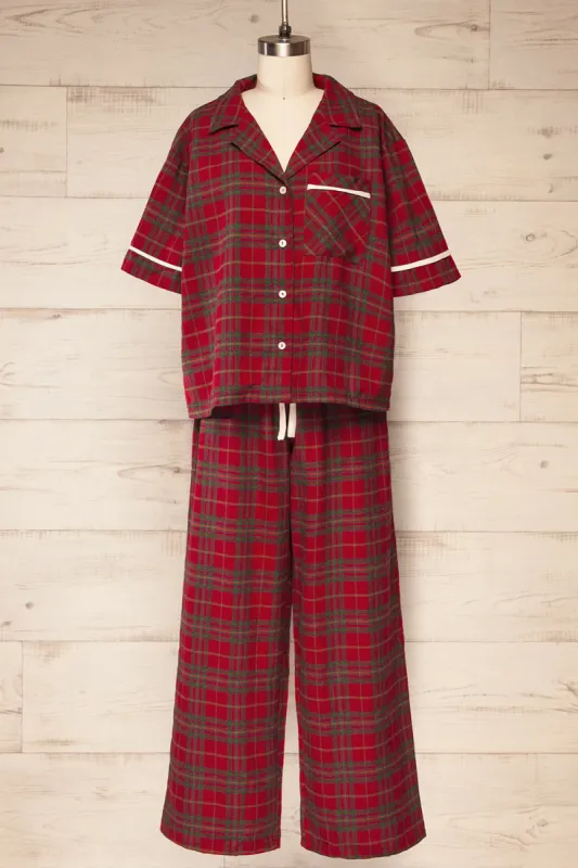 Set Lyla Red | Plaid Pyjama Set sold by Boutique 1861