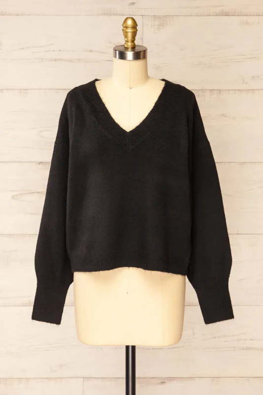 Tottenham Black | V-Neck Knit Sweater sold by Boutique 1861