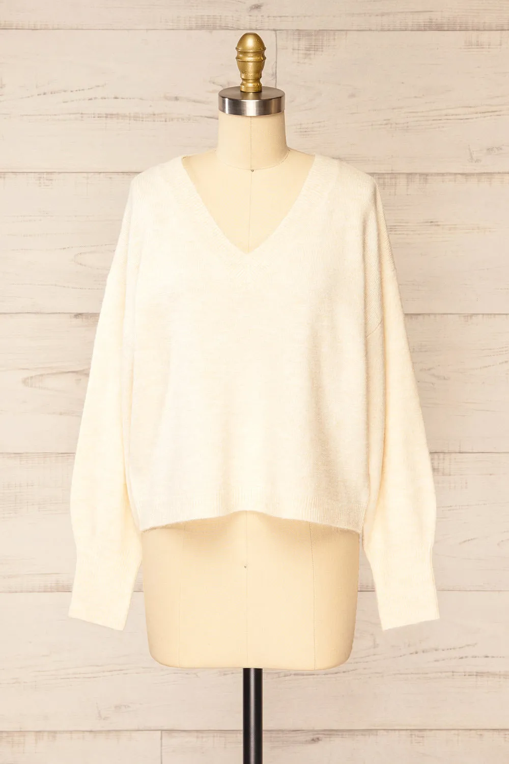 Tottenham Beige | V-Neck Knit Sweater sold by Boutique 1861