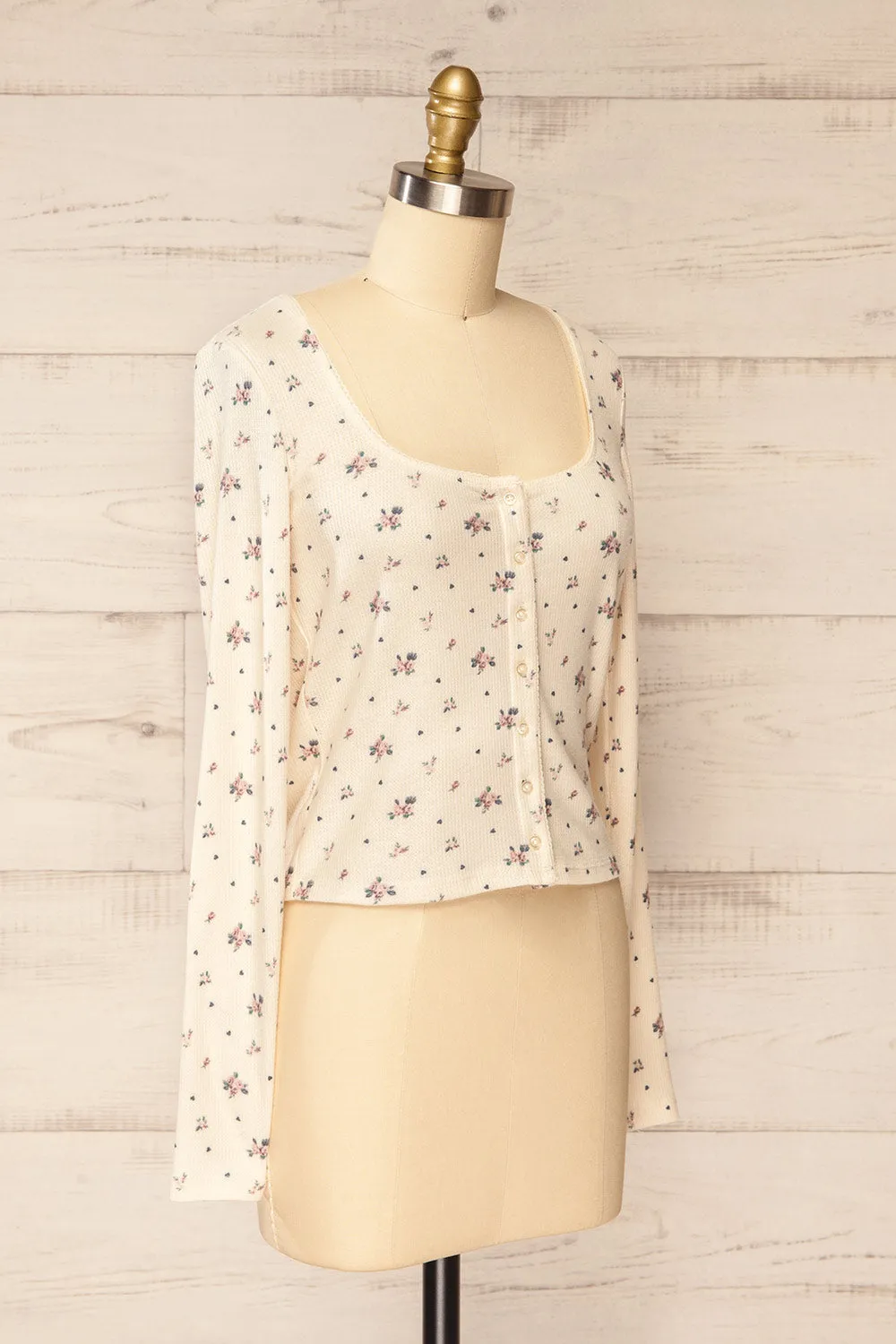 Topona | Long-Sleeved Ivory Floral Top sold by Boutique 1861 product image thumbnail 3
