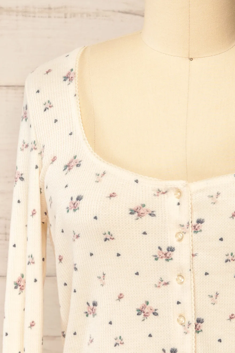 Topona | Long-Sleeved Ivory Floral Top sold by Boutique 1861 product image thumbnail 2