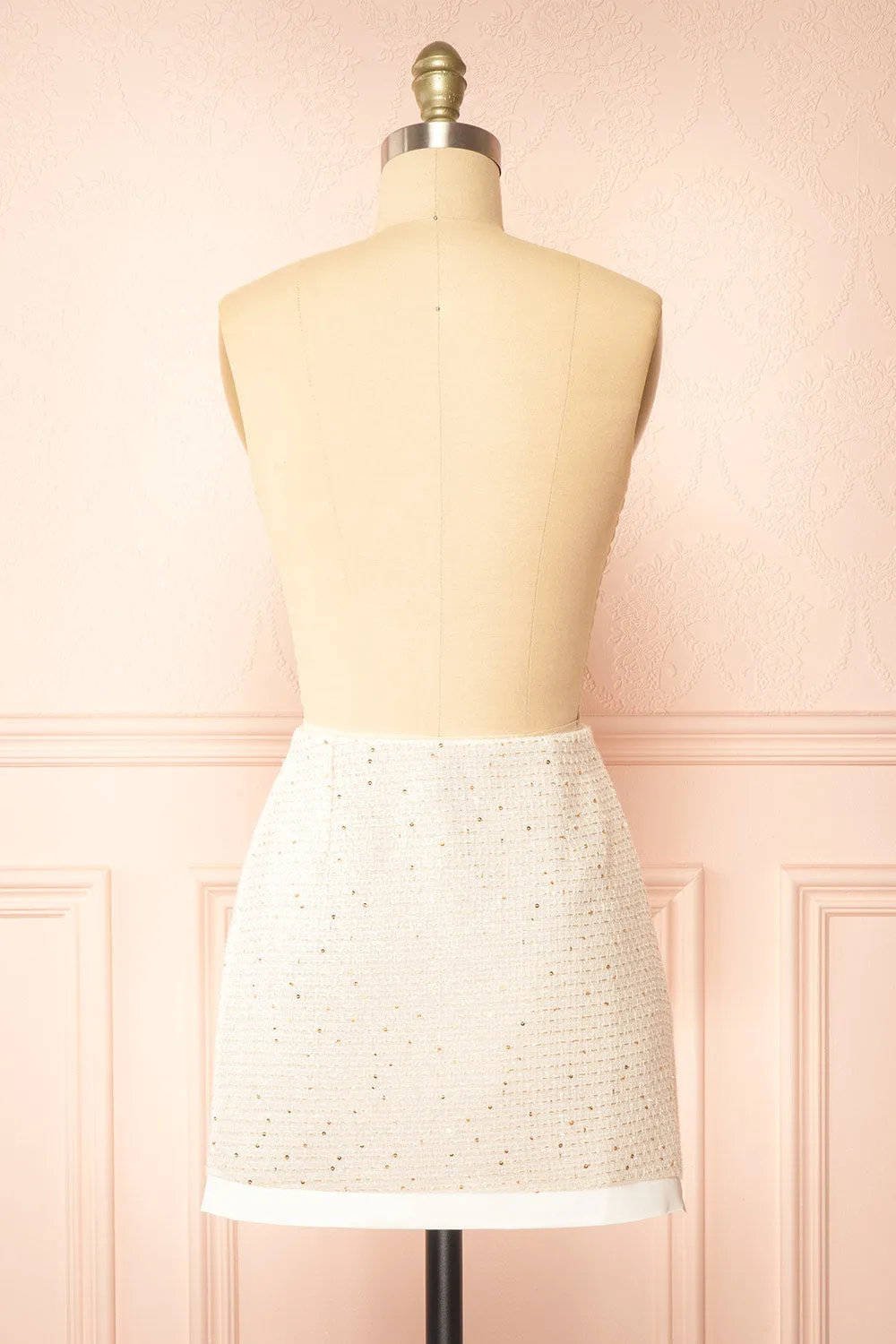 Miskilee | Beige Tweed Mini Skirt w/ Sequins sold by Boutique 1861 product image thumbnail 5