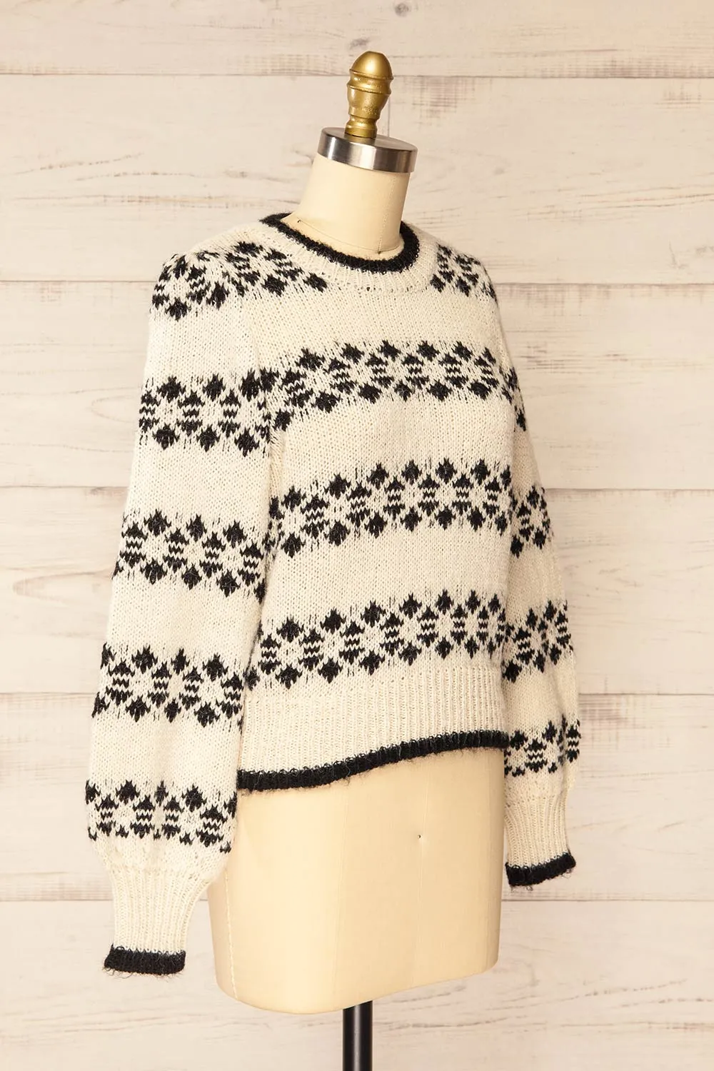 Ionian | Ivory Knit Striped Sweater sold by Boutique 1861 product image thumbnail 3
