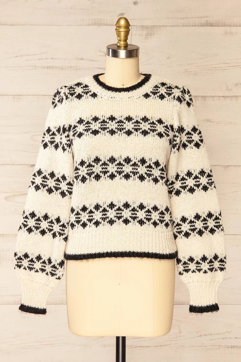 Ionian | Ivory Knit Striped Sweater sold by Boutique 1861