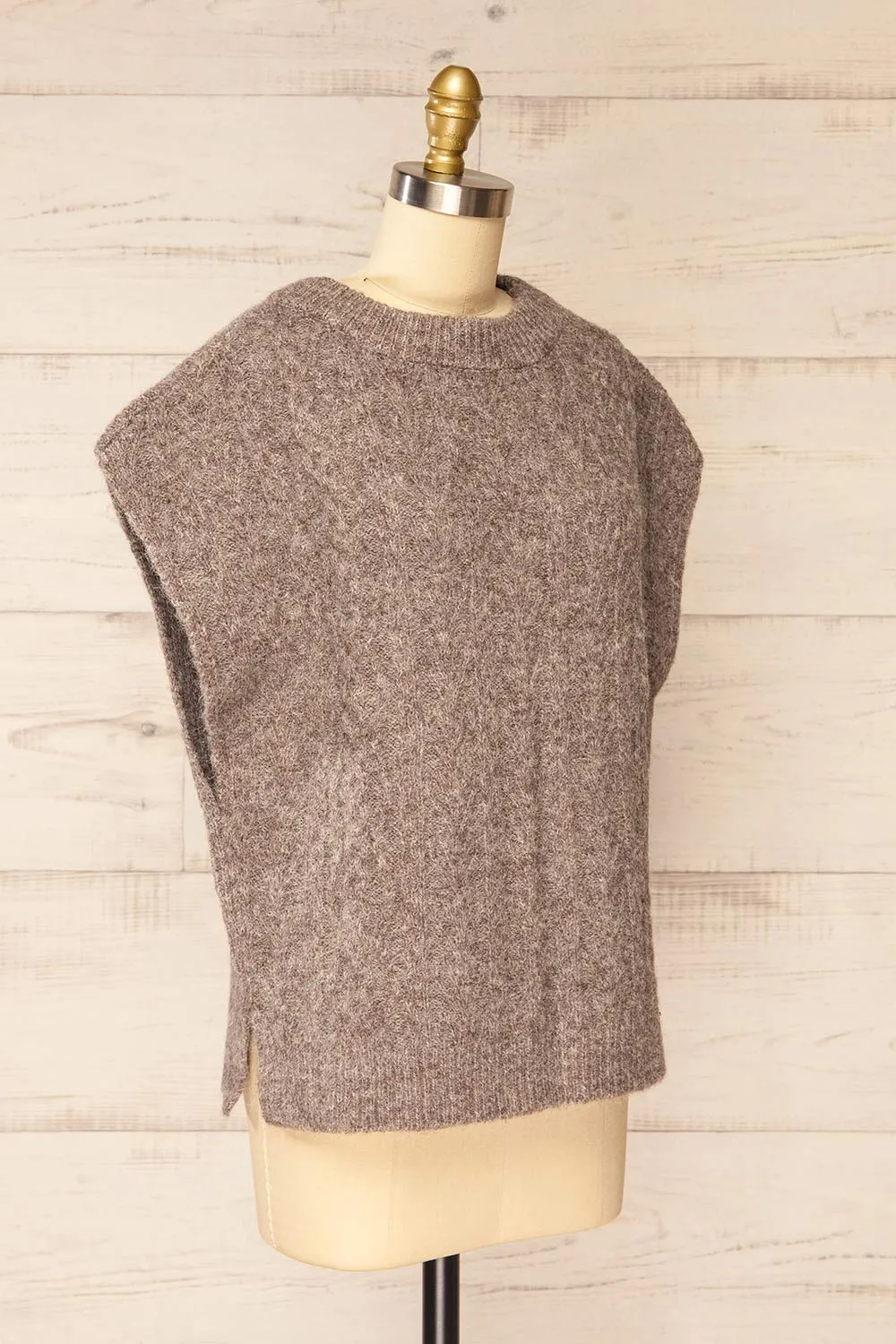 Epirus Taupe | Sleeveless Twisted Knit Vest sold by Boutique 1861 product image thumbnail 3