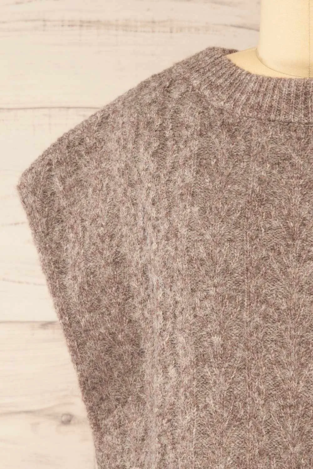 Epirus Taupe | Sleeveless Twisted Knit Vest sold by Boutique 1861 product image thumbnail 2