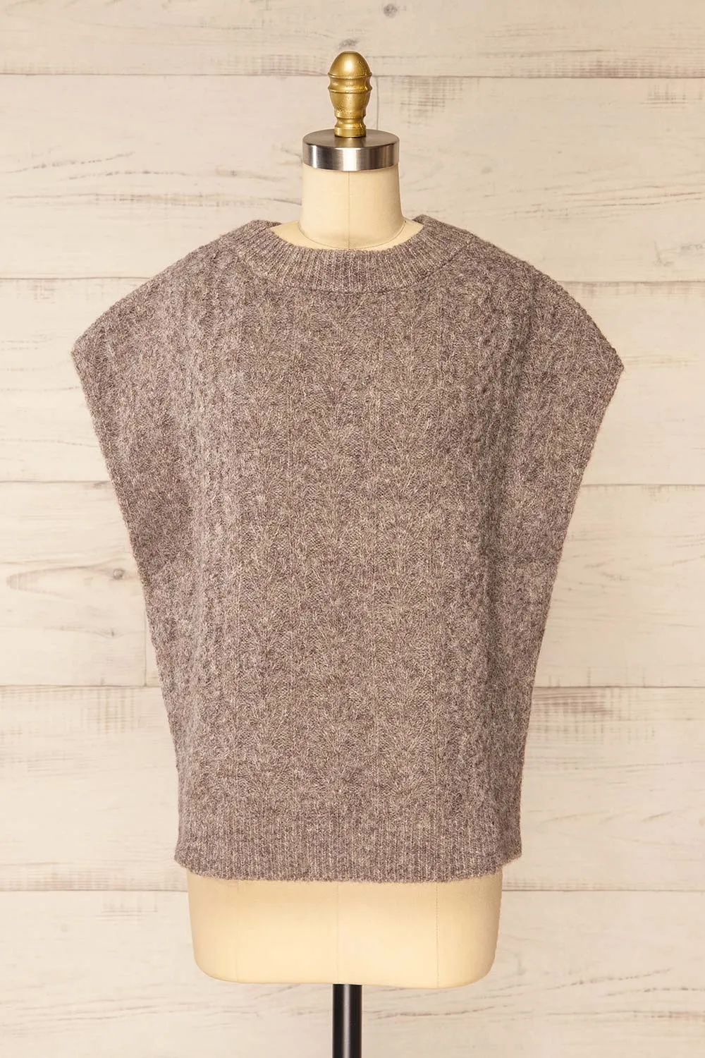 Epirus Taupe | Sleeveless Twisted Knit Vest sold by Boutique 1861