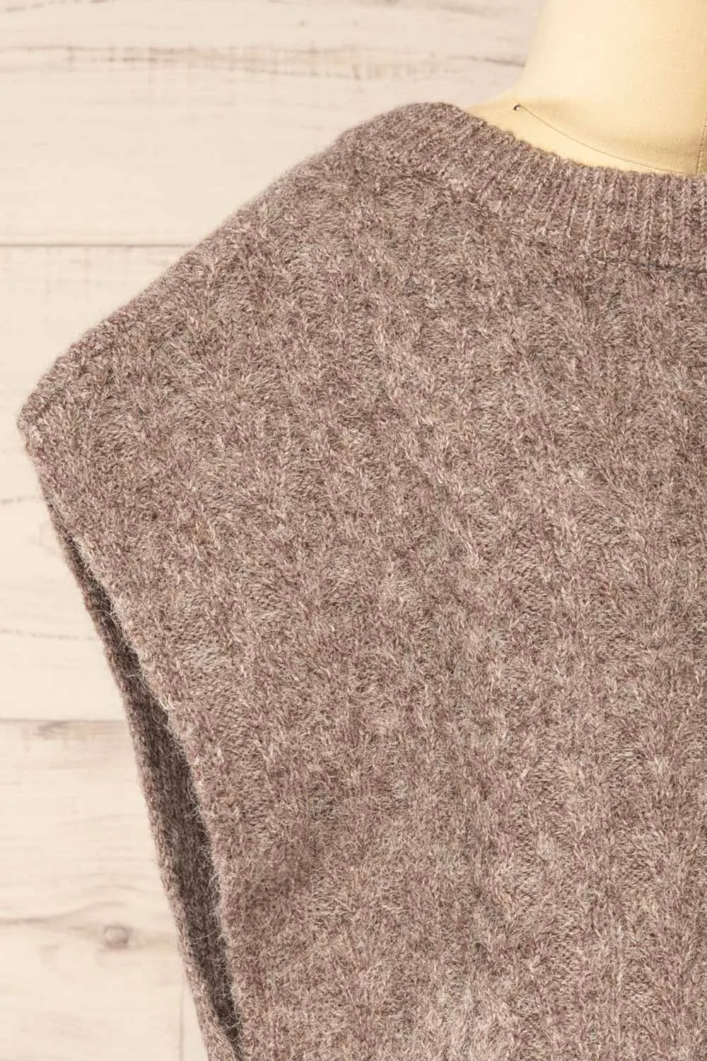 Epirus Taupe | Sleeveless Twisted Knit Vest sold by Boutique 1861 product image thumbnail 4