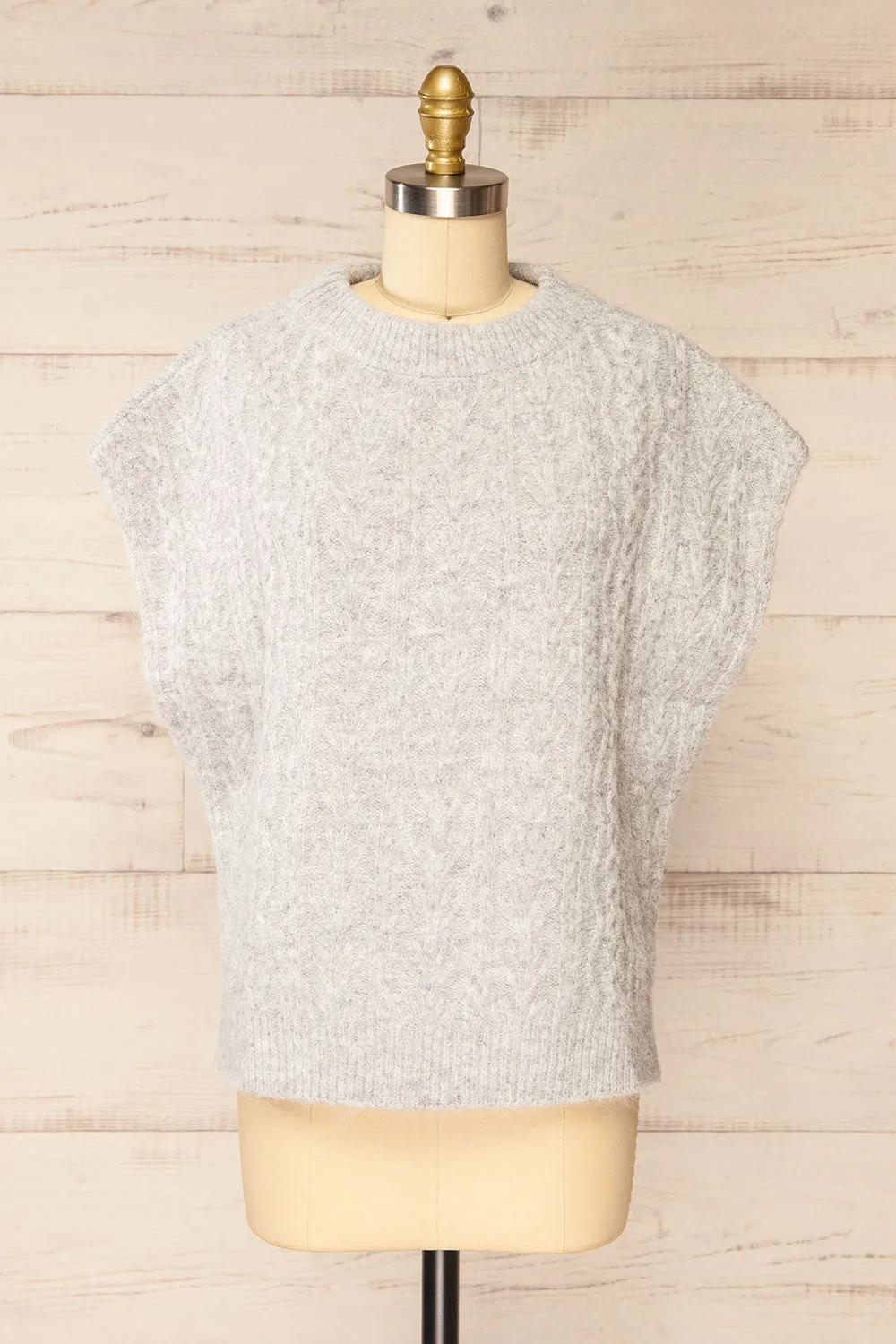 Epirus Grey | Sleeveless Twisted Knit Vest sold by Boutique 1861