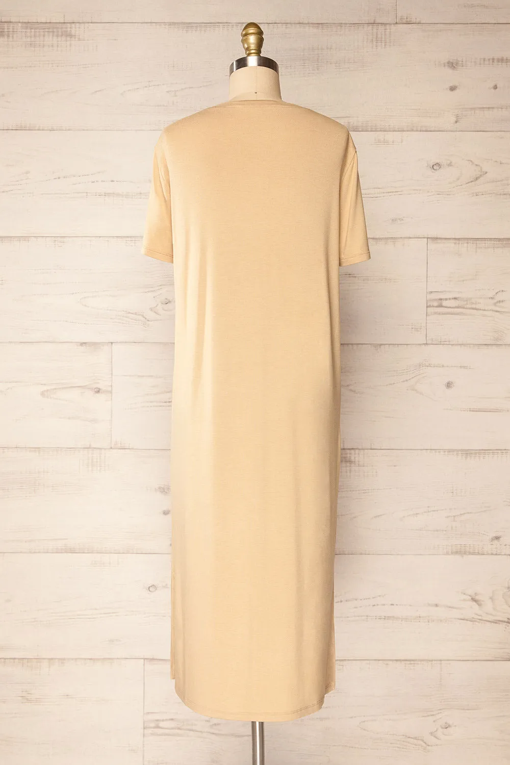 Bucarest Beige | Relaxed Fit Midi Dress w/ Short Sleeves sold by Boutique 1861 product image thumbnail 5