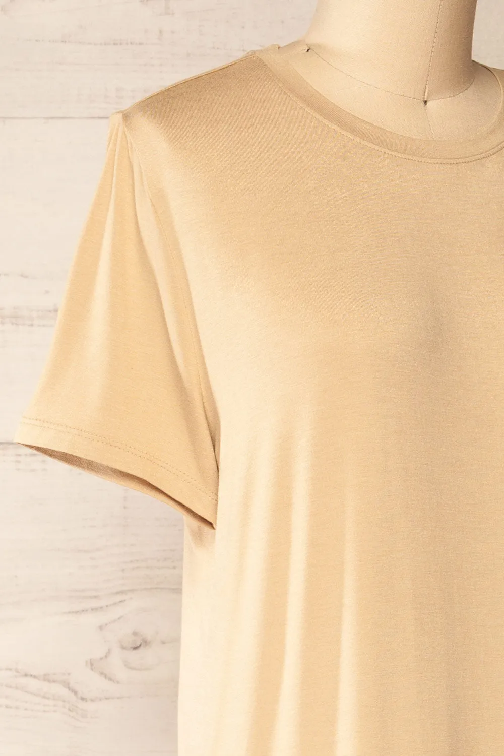 Bucarest Beige | Relaxed Fit Midi Dress w/ Short Sleeves sold by Boutique 1861 product image thumbnail 4