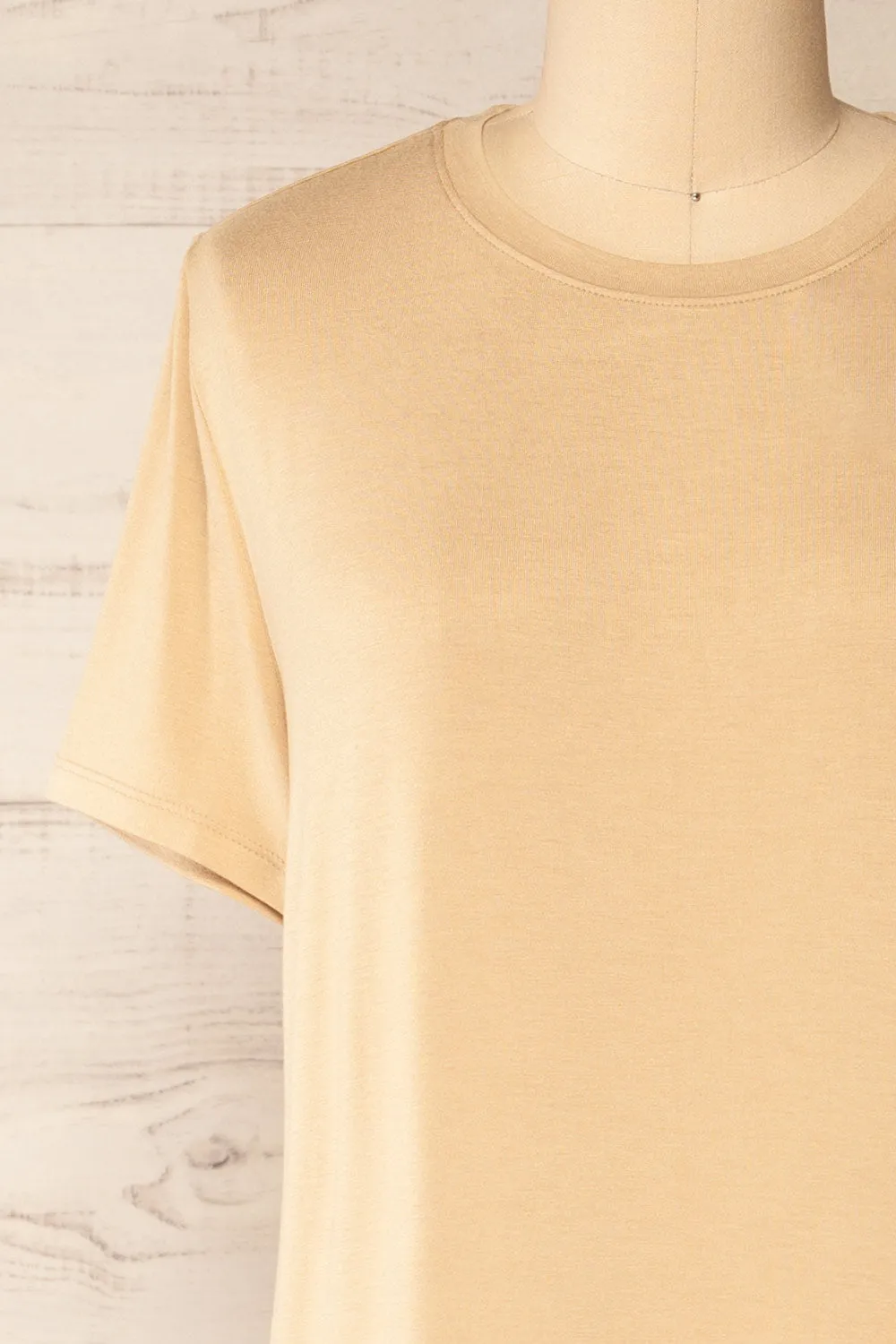 Bucarest Beige | Relaxed Fit Midi Dress w/ Short Sleeves sold by Boutique 1861 product image thumbnail 2